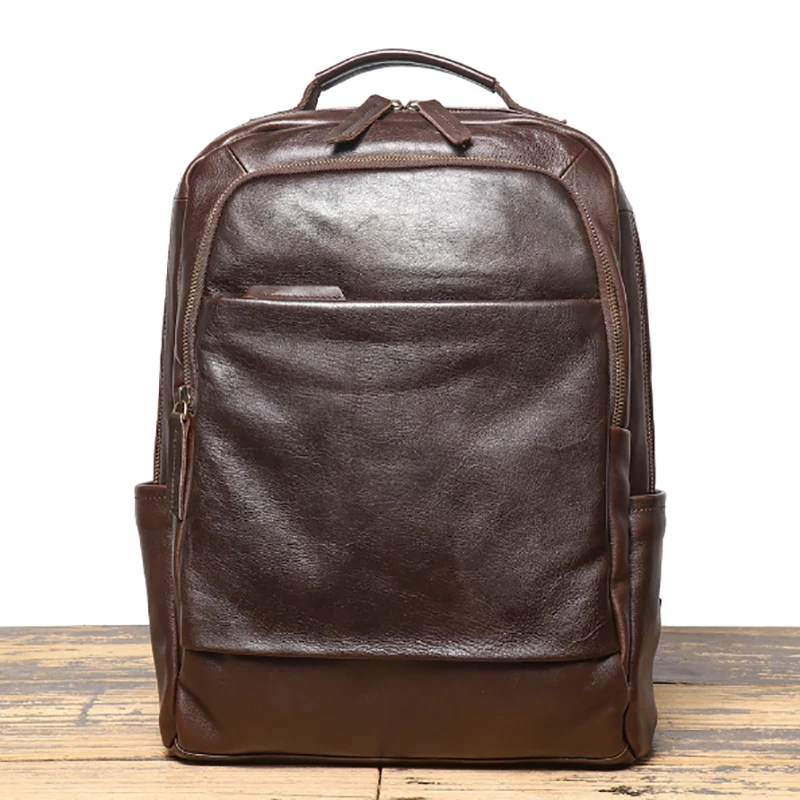 

Популярный мужской кожаный рюкзак из воловьей кожи, дорожный рюкзак, большая вместительная сумка для компьютера