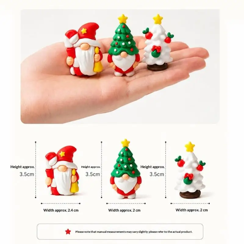 3/6/12 PCS Mini Gnomes Figurines Christmas Small Statue Santa Claus Dwarf Ornament Holiday Lawn Fairy Garden Home Decoration Acc