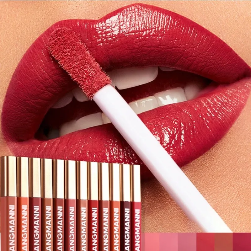 12 Colors Matte Lip Gloss Waterproof Long-lasting Velvet Non-drying Moisturizing Lip Glaze Nude Red Pink Liquid Lipstick Makeup