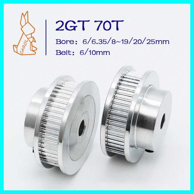 70Teeth GT2 Timing Pulley 70T Bore 6/8/10~19/20/25mm 2M Tooth Belt Width 6/10mm 3D Printer Part Pulley 2GT 70 Synchronous Wheels