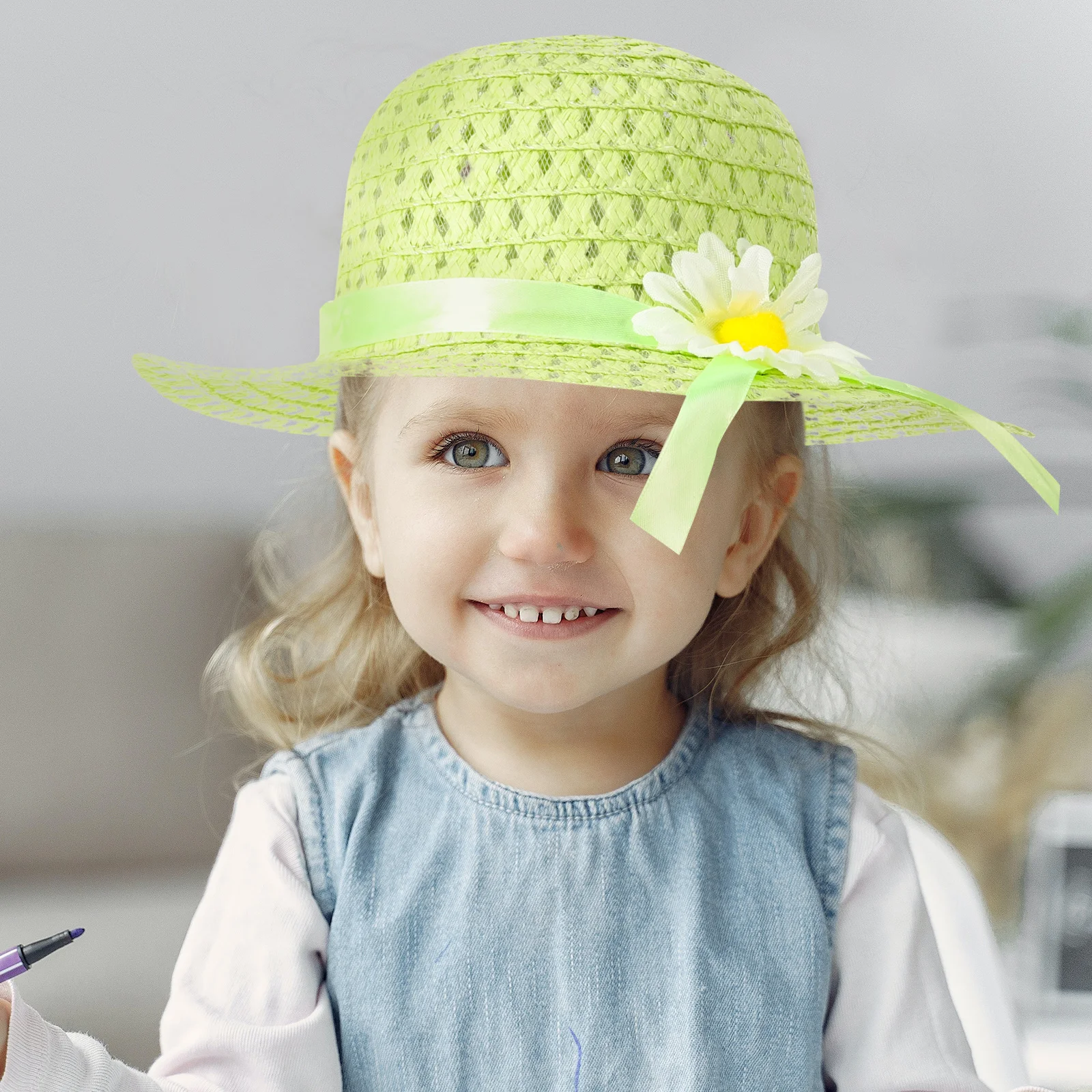 1Set Little Girls Straw Hat Summer Sunshade Hat Breathable Hand Bag Straw Beach Bag Daily Travel Beach Bags for Little Girls