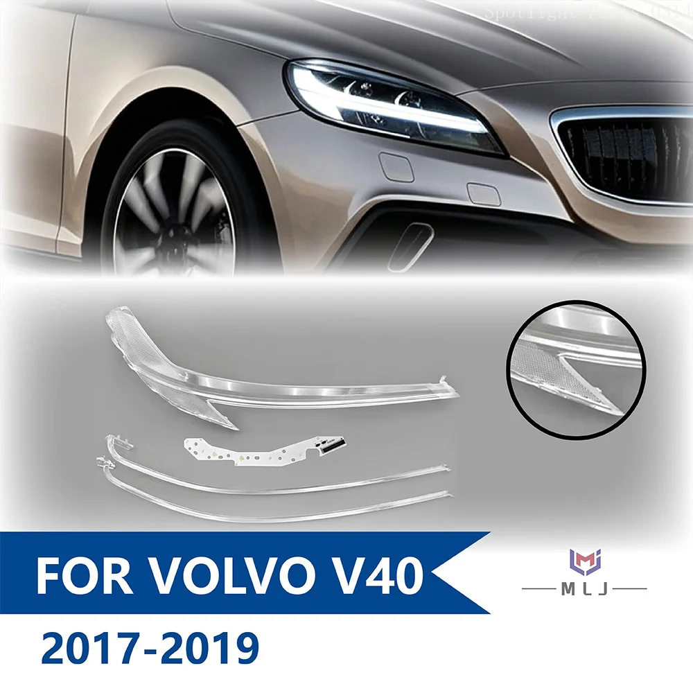 For Volvo V40 2017-2019 Front Headlight White Light DRL Light Source Chip Lamp Tube Light Guide Strip Angel Eye Ballast Module