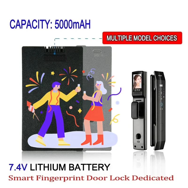 

Newly upgraded 7.4V 5000mAh Polymer Lithium Smart Door Lock Battery Smart Fingerprint Door Lock ,with Charging Cable