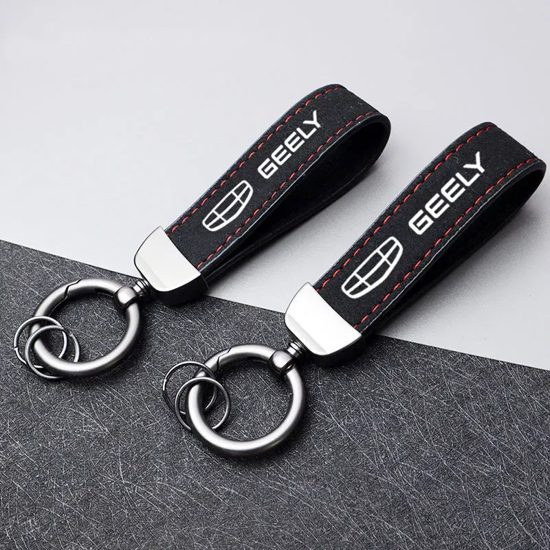 Suede Car Key Rings For Men Women Fashion Key Accessory Keyrings Gifts For Geely geometry C Emgrand Gc6 Gx3 Ec7 Atlas Coolray