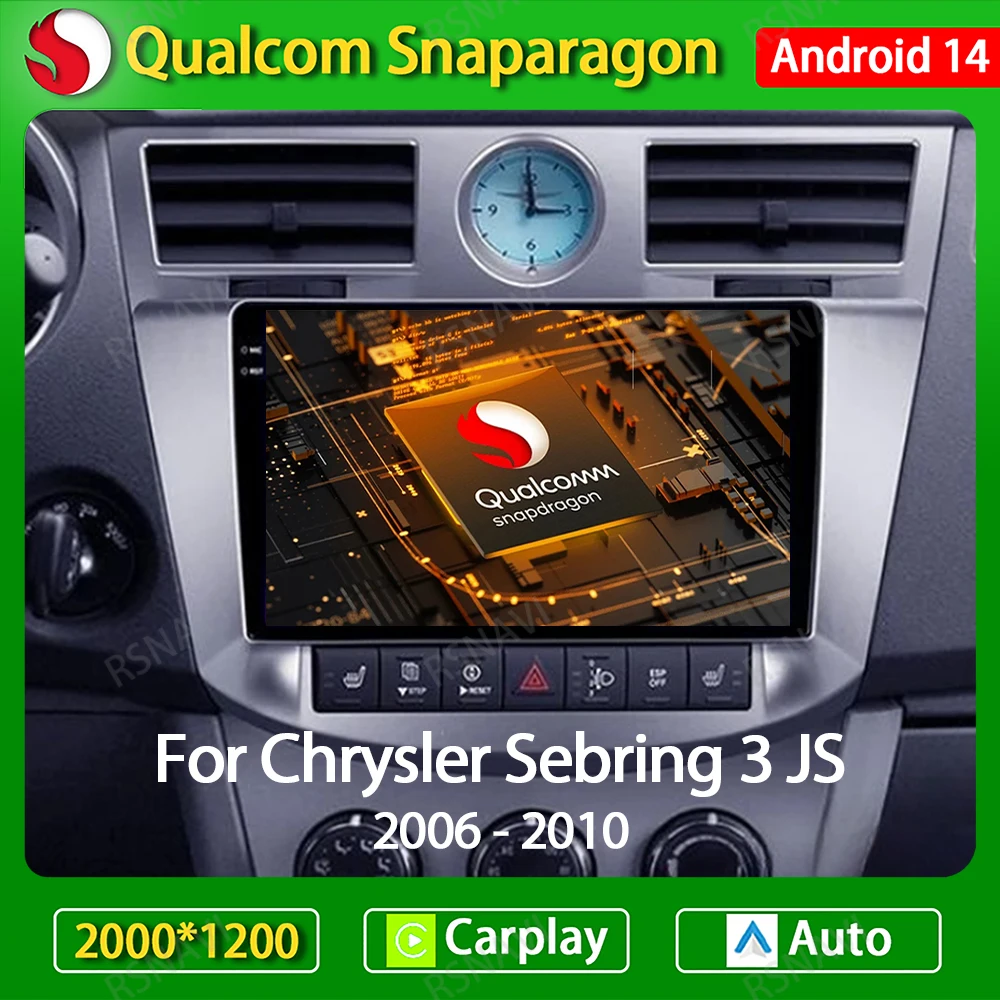 

Android 14 Auto Carplay For Chrysler Sebring Cirrus 2007 - 2010 Car Radio Multimedia Video Player Navigation GPS 4G LTE 5G WIFI