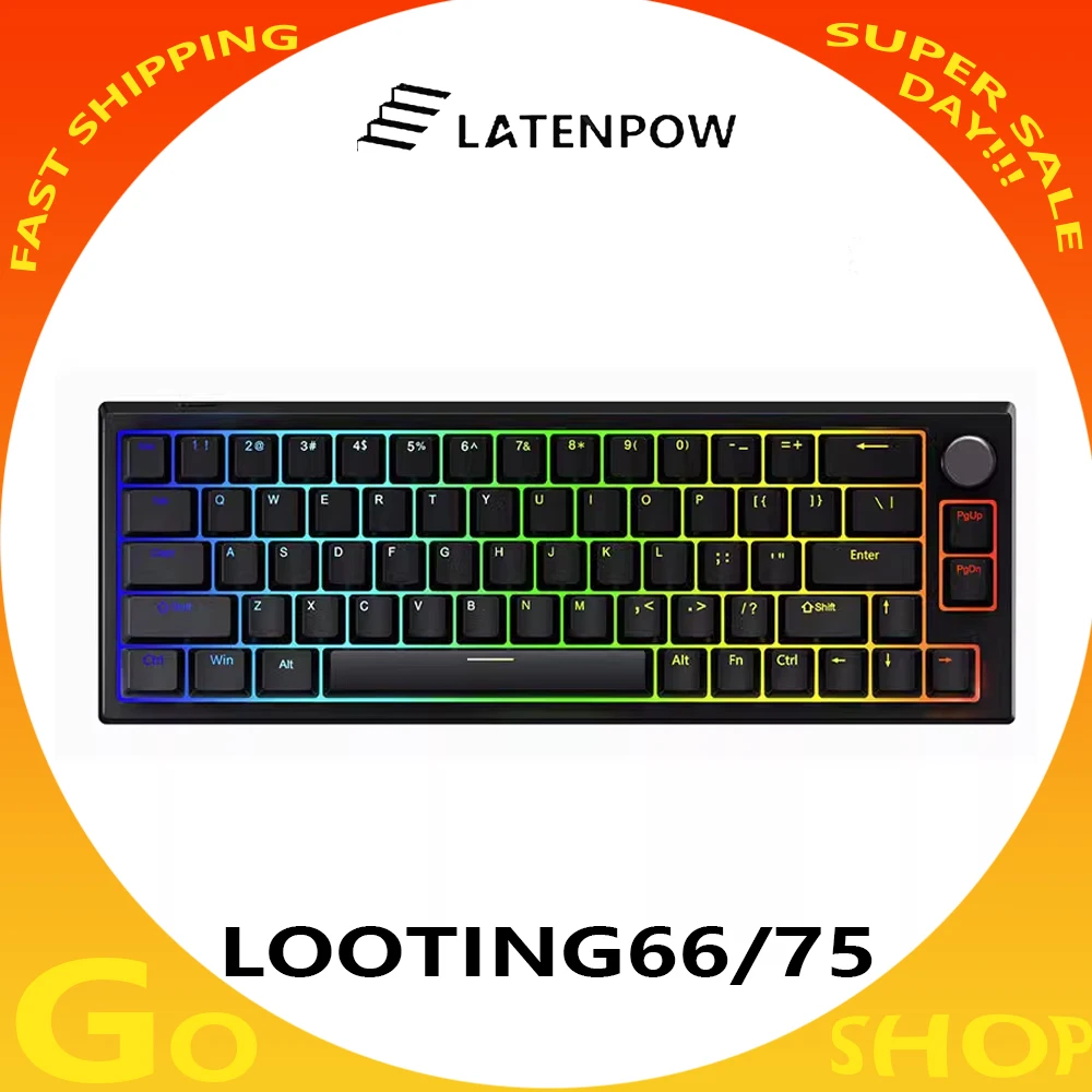 

Магнитный переключатель Latenpow Looting75, клавиатура с RGB подсветкой Rt, колпачки, Проводная Механическая клавиатура, аксессуары для компьютера, игровые подарки