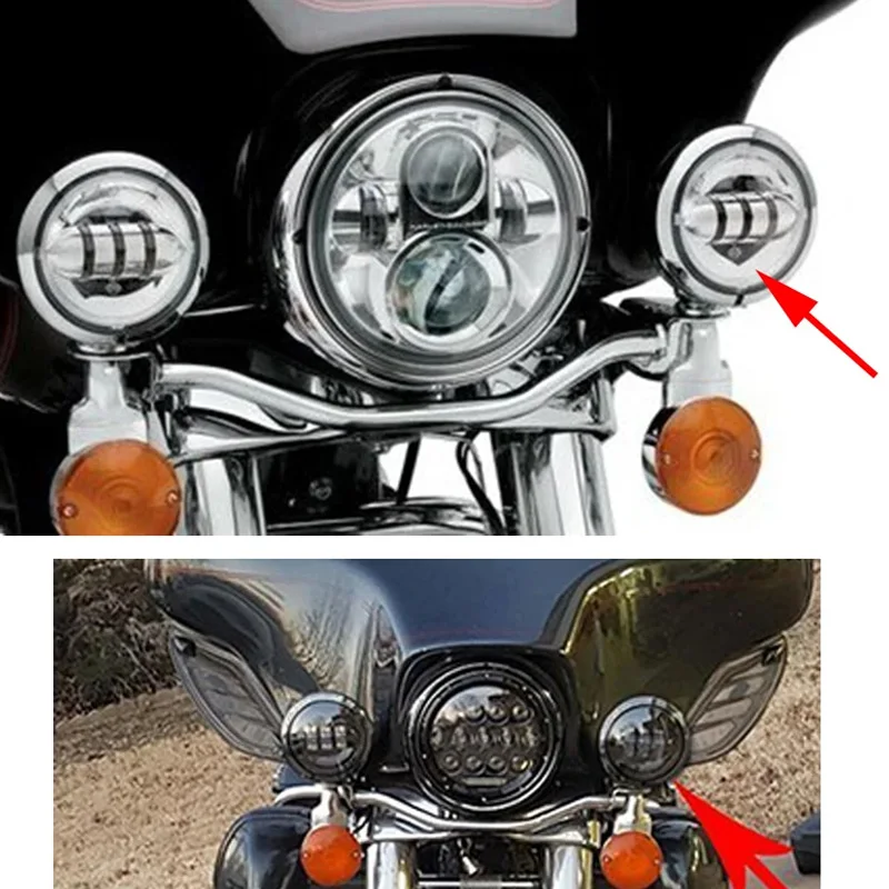 2Pcs 4.5inch Motorcycle LED Fog Light With DRL 30W Waterproof Round Auxiliary Passing Lamp For Electra Glide Classic FLHTC
