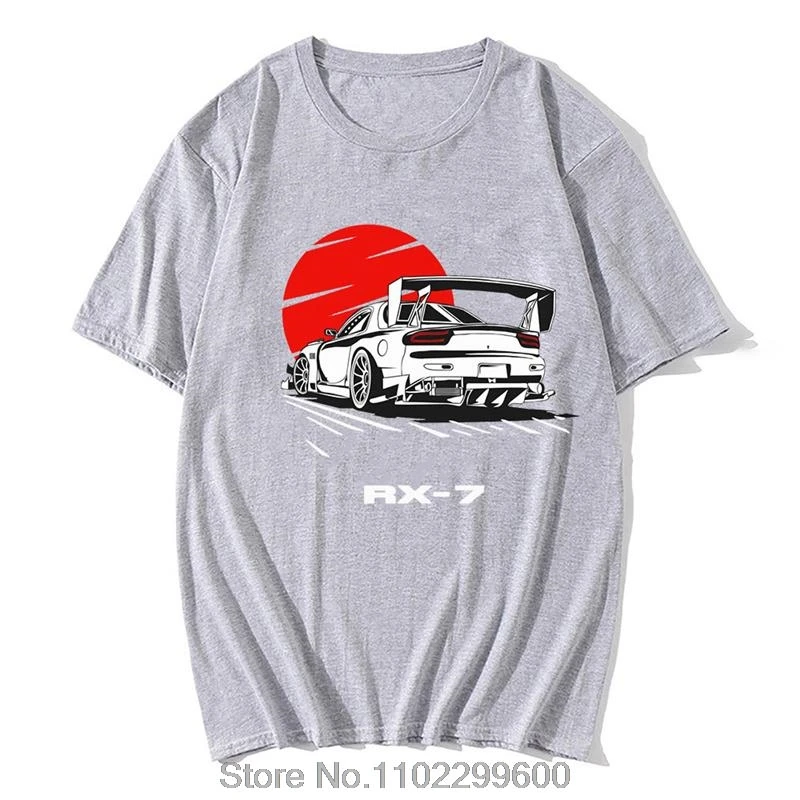 JDM T Shirt Car Drift RX-7 Sundown Tops Male Manga Cotton Summer Casual Graphic Tee EU Size Japanese Style Unisex Harajuku