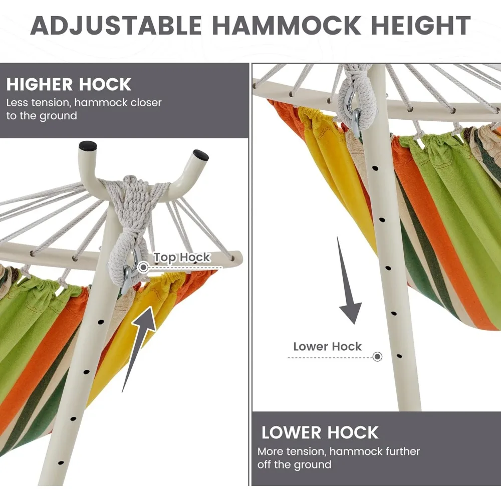 LazyDaze Hamacas Hamaca doble con soporte - Hamaca para exteriores resistente para 2 personas para adultos, incluye soporte de acero duradero, puerto