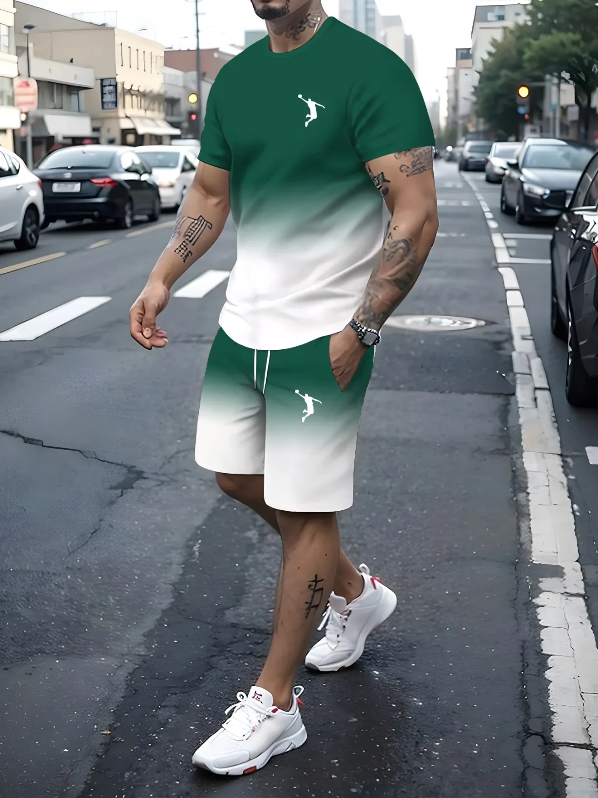 2024 New NewSummer New Men\'s Tracksuit T-shirt and Shorts Two-piece men\'s tracksuit Stylish breathable suit