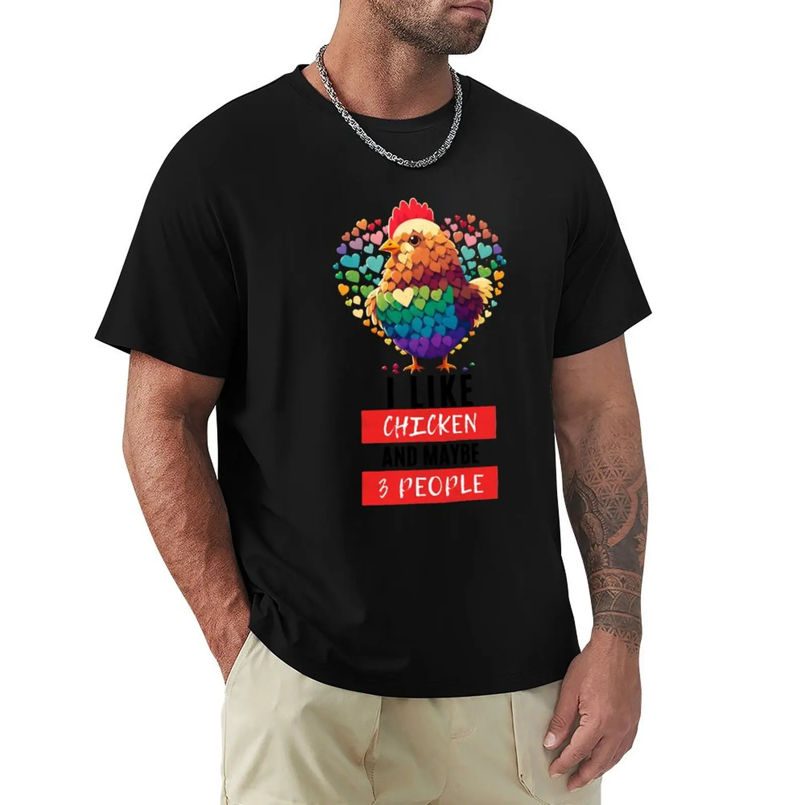 

I Like Chickens And Maybe 3 People T-Shirt boys animal print quick drying summer top man clothes compression shirt men