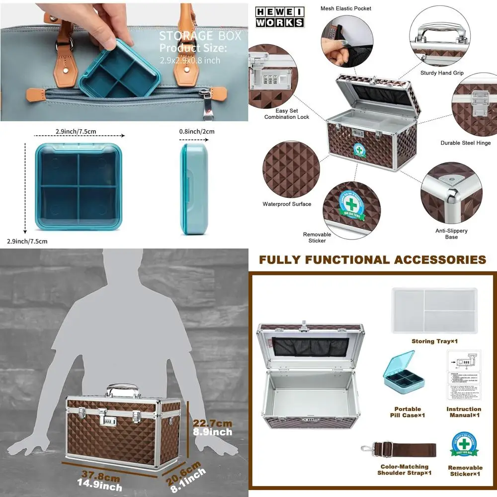

Large Combination Lock Storage Box for Home and Outdoor Use - Perfect for Medicine, First Aid, and Valuables