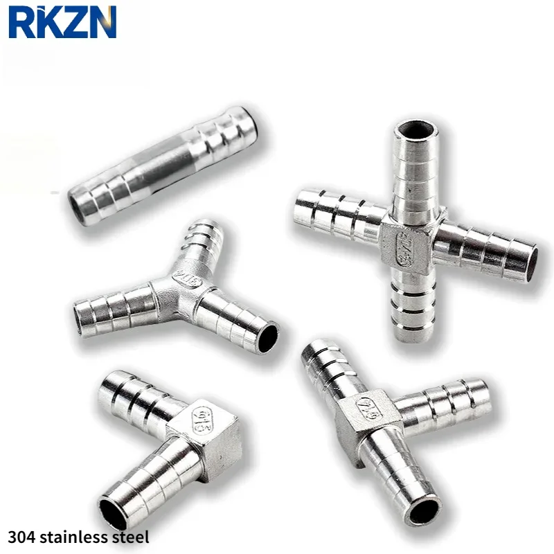 Hose Barb 304 Stainless Steel 6 810 12 13 14 15 16 18 mm Straight T Y X Cross Type Pipe Fitting Pagoda Hose Tail Barb Connector