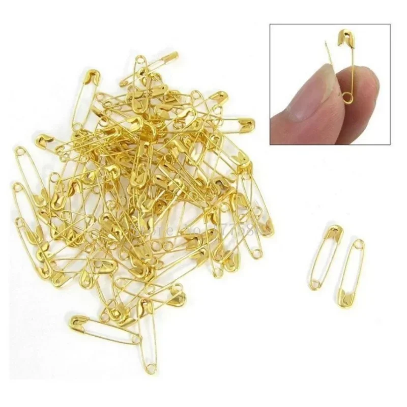 BOUSSAC 100PCS Small Tiny Metal Mini Safety Pins Gold Silver Black