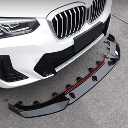 Front Bumper Splitter Lip Spoiler Diffuser Guard Body Kit Cover For BMW X3 G01 X4 G02 dark kni 2021 2022+ Gloss Black ABS Tuning