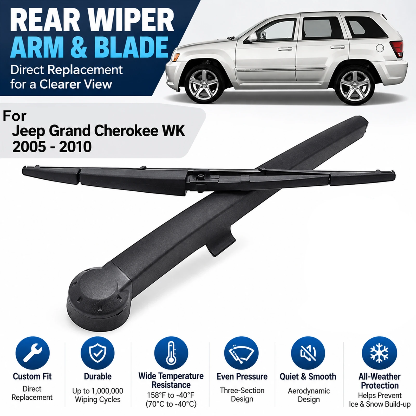 Rear Wiper Arm Blade Set For Jeep Grand Cherokee WK 2005-2010 14