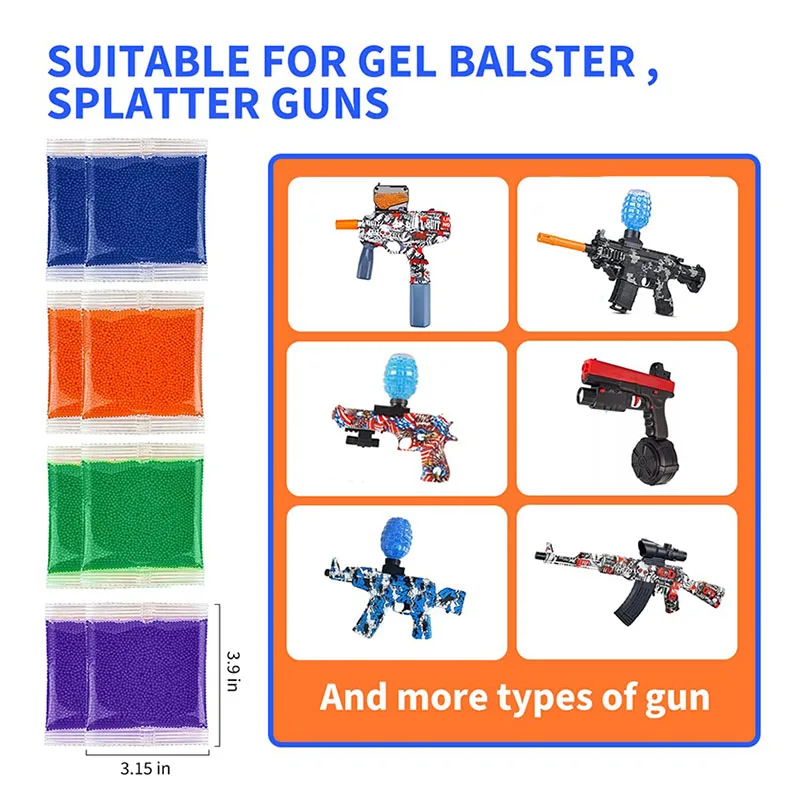 7-8mm 50000pcs Soft Water Crystal Bullets BB Gel Paint Ball Airsoft Ammo Beads Weapon Guns Toys Crystal Soil Polymer Water Beads