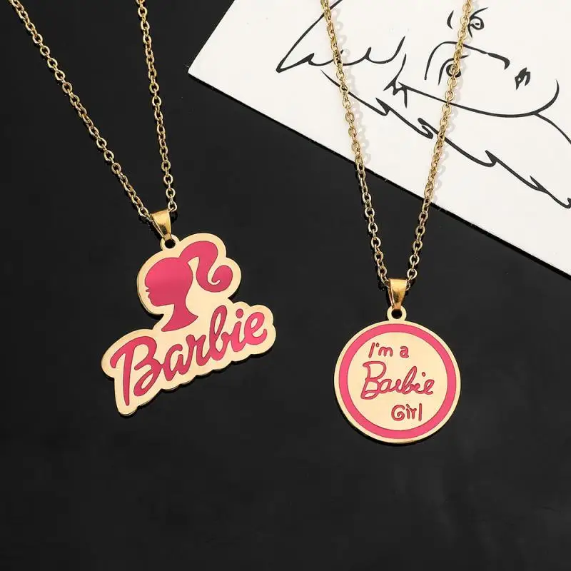 Cute Girls Barbie Necklace Kawaii Simple Exquisite Versatile Jewelry Anime Cartoon Accessories Does Not Fade Pendant Girls Gift