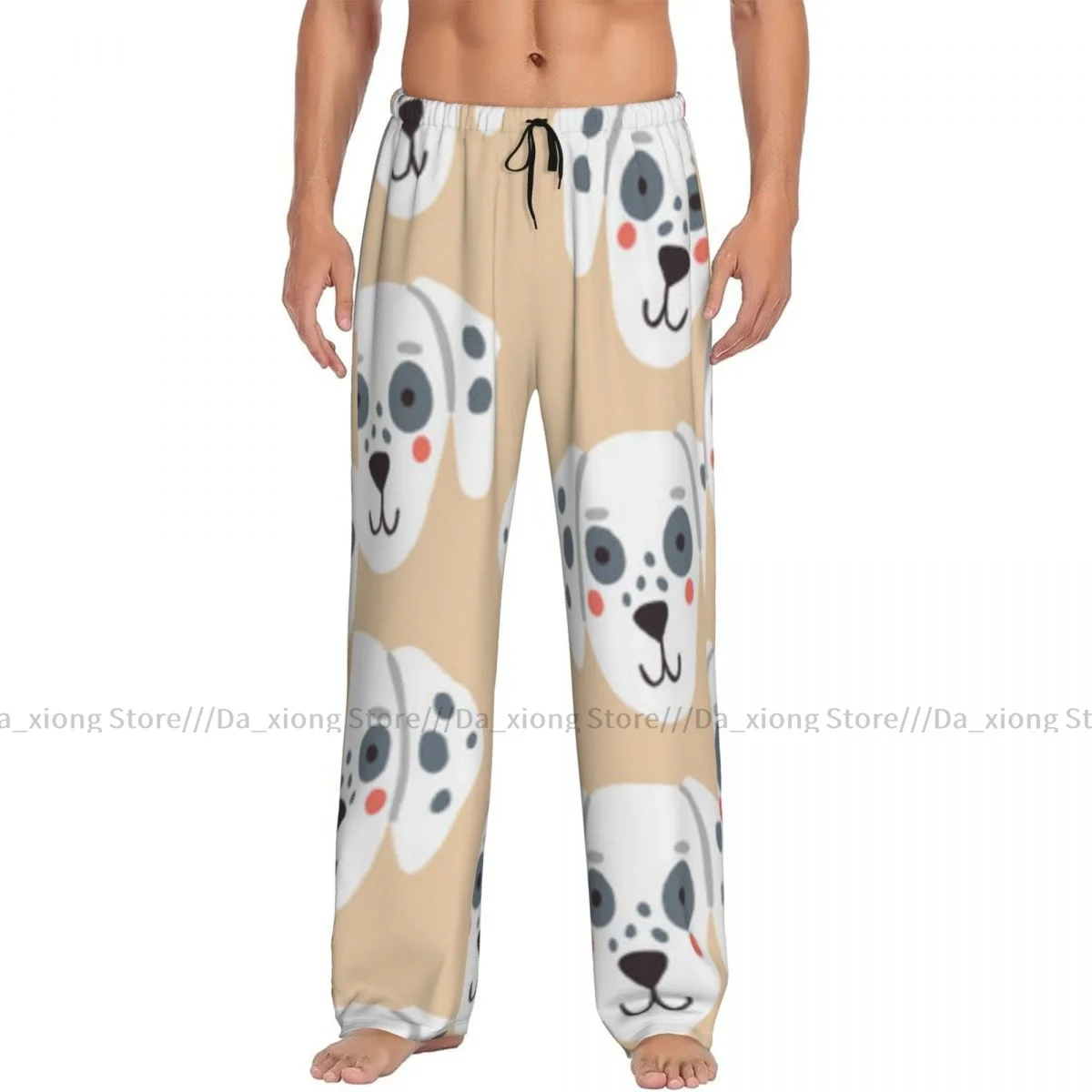 Mens Casual Pajama Long Pant Loose Elastic Waistband Cute Shiba Dog Cozy Sleepwear Home Lounge Pants