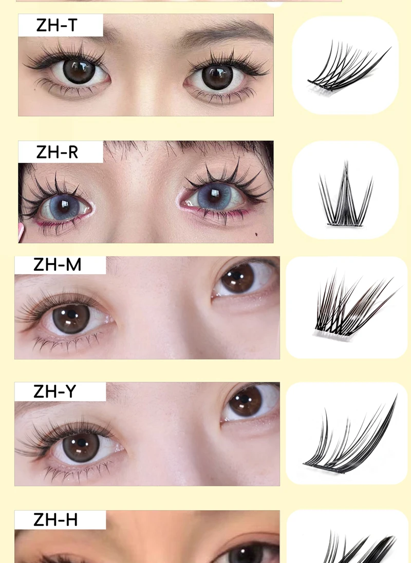DIY falsche Wimpern, 20 Reihen, natürliche Längenkombination, wiederverwendbar, mehrere Stile verfügbar, falsche Wimpern – Detail 4