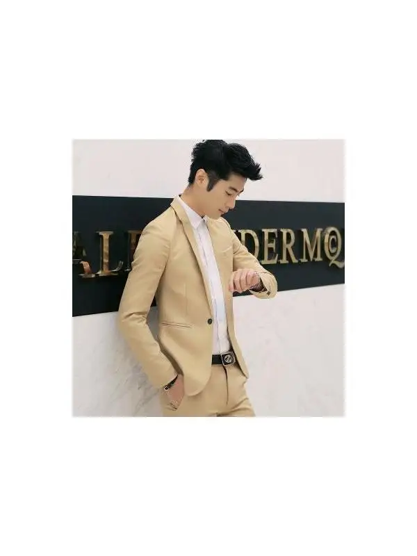 

Мужской повседневный костюм-пиджак 2026: Новая модная приталенная модель из хлопка с длинным рукавом для бизнеса и путешествий, с разрезом на спине