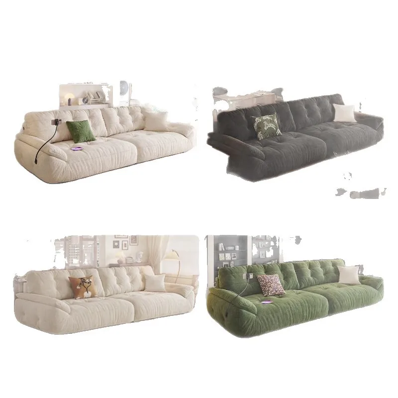 Modern simple cloud sofa fabric living room cream, small apartment removable and washable space cloud function sofa