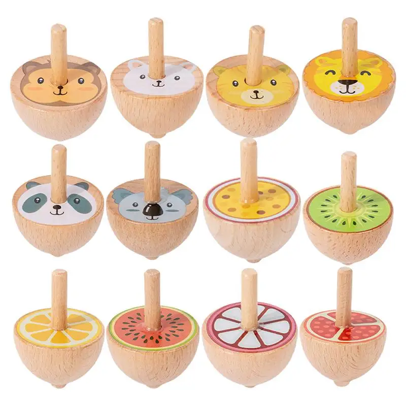 

6pcs Colorful Wooden Gyro Spinnings Tops Educational Toys Kids Birthday Party Favors Guest Giveaway Gift Pinata Goodie Filler