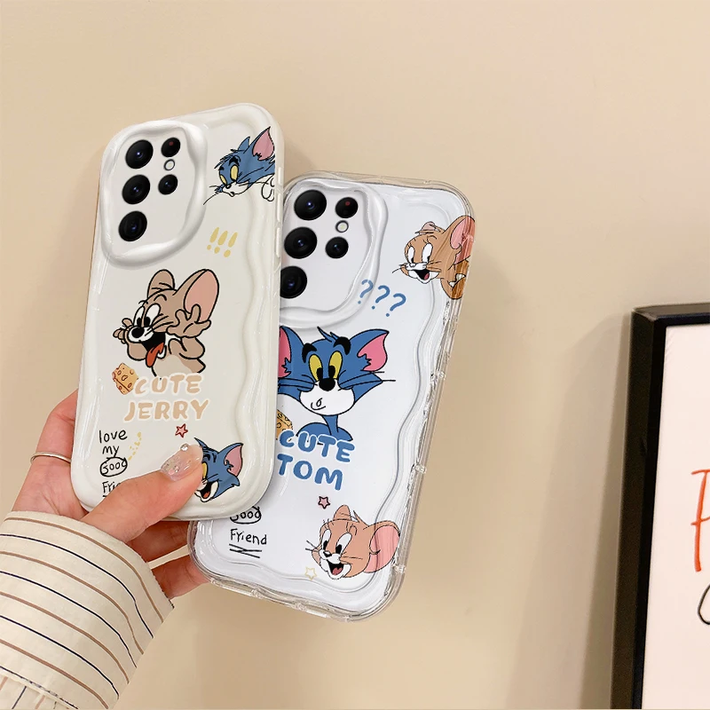 Cute T-Tom And J-Jerry Phone Case For Samsung Galaxy A50 A35 A34 A33 A32 A24 A23 A22 A13 A12 M55 M54 M35 M14 Soft Silicone Cover