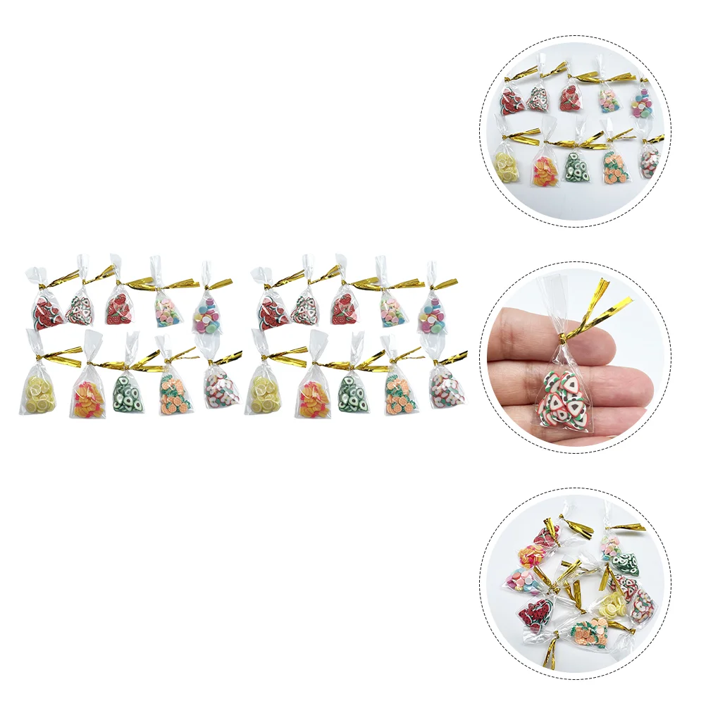 

20 Pcs 1:12 House Mini Miniature Food and Toy Set Candy Toys Fruit Decor Playhouse Dessert Pretend