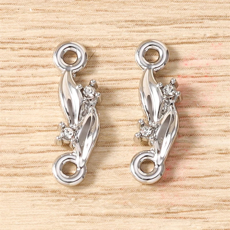5 Stück niedliche gold- und silberfarbene Metall-Anhänger in Baumblattform für die Schmuckherstellung, DIY-Armbänder, Halsketten, handgefertigte Bastelbedarf – Detail 6
