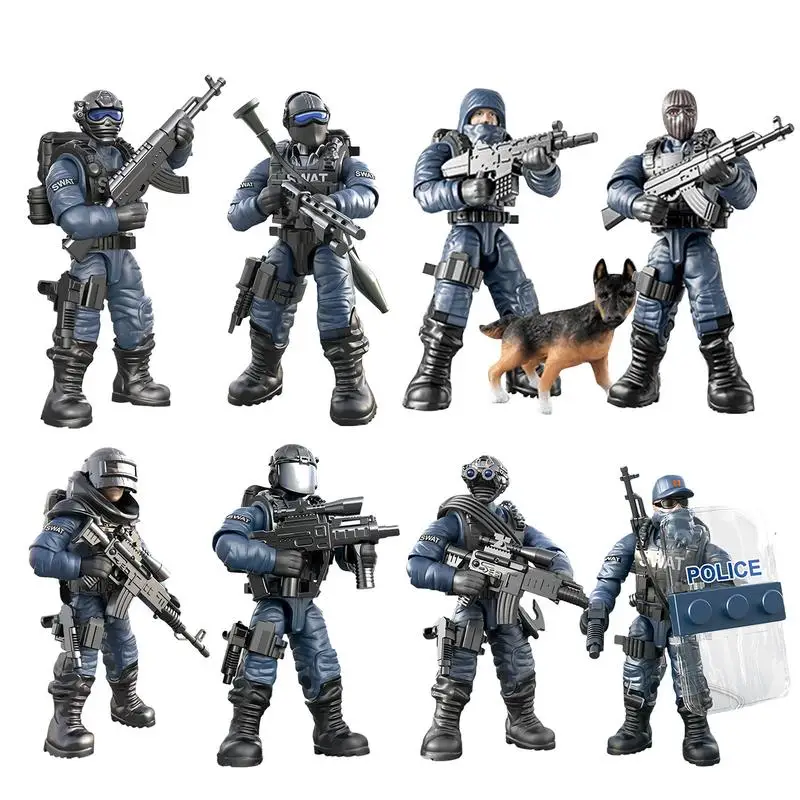 

Soldier Action Figures 8PCS Joint Movable Soldier Model Set With Accessories Building Block Toys For Collection & Display