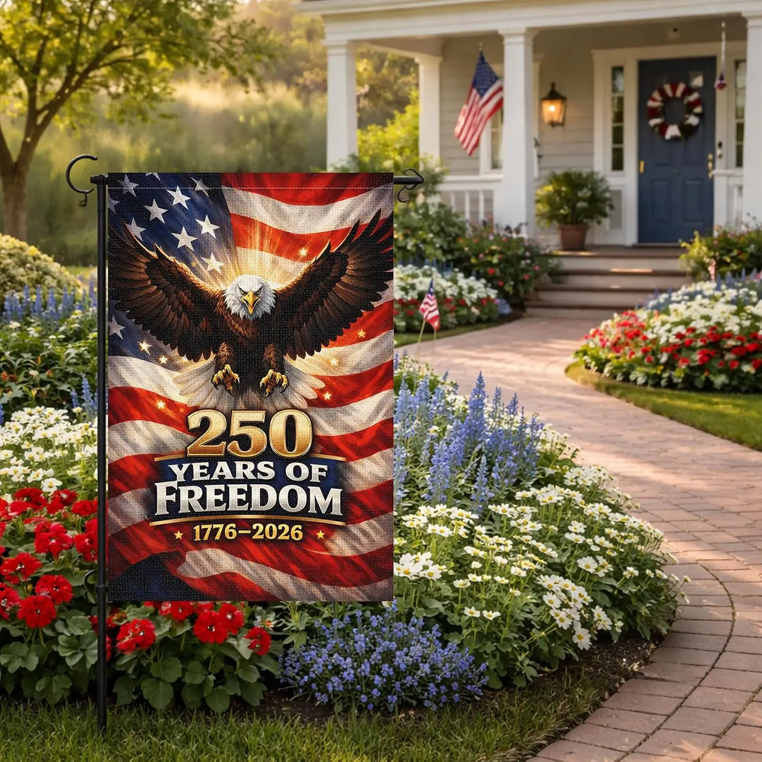 Heyfibro 250 Years of Freedom Garden Flag 12x18 Inch Double Sided 250th Anniversary Bald Eagle Garden Flags 4th of July Patr AAS