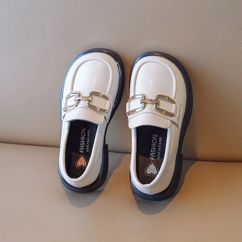 2026 Spring Autumn New Girls Black Loafer Kids Slip on Shoes British Style Toddler Fashion Leather Shoes
