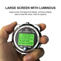 Digital Waterproof Stopwatch 0.001s Precision Metal Digital Stopwatch 100/200 Channels Memory Referee Training Running Timer