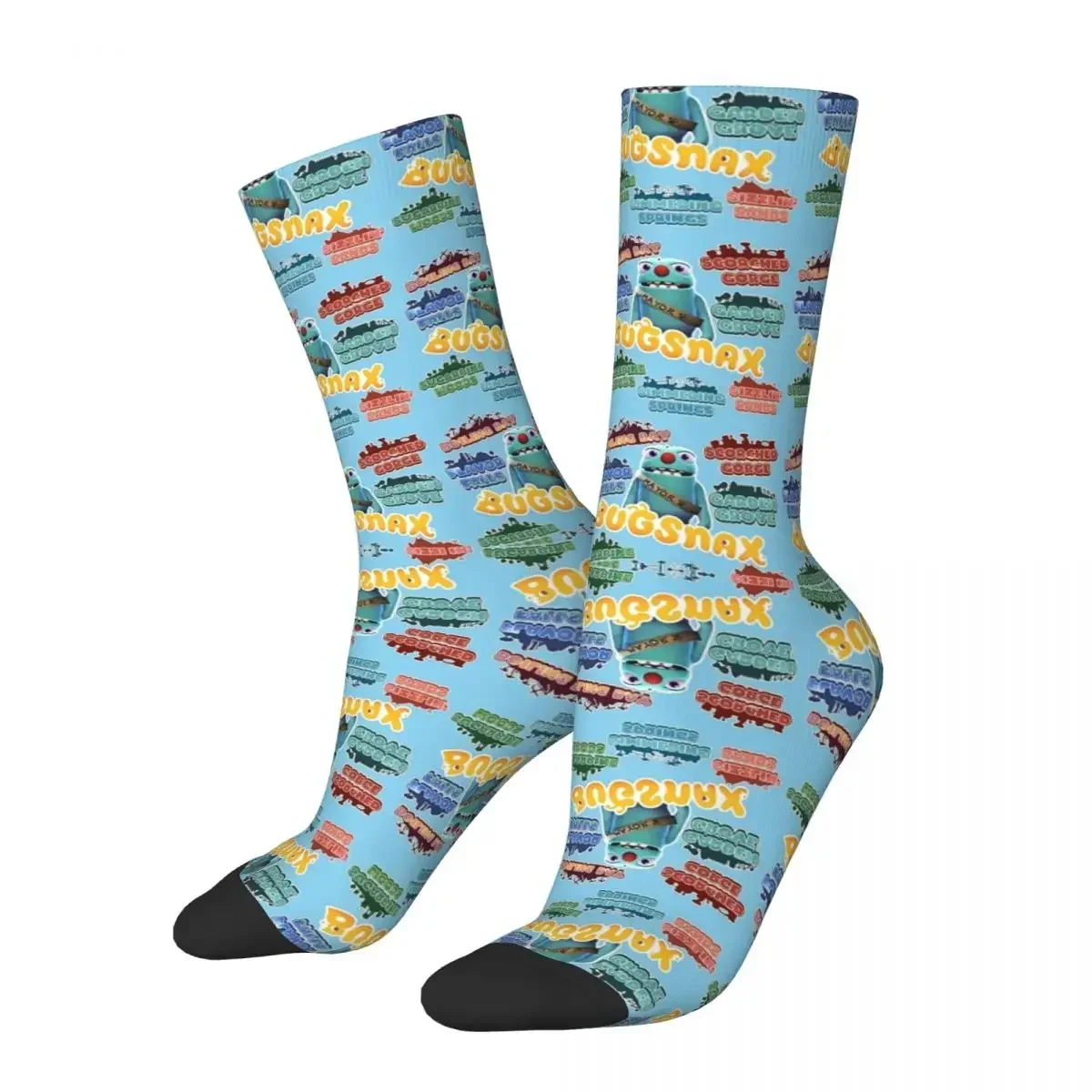 Bugsnax Locations Fan Art Pack Black Kinda Bug Socks Absorbing Stockings All Season Long Socks for Man's Woman Birthday Present