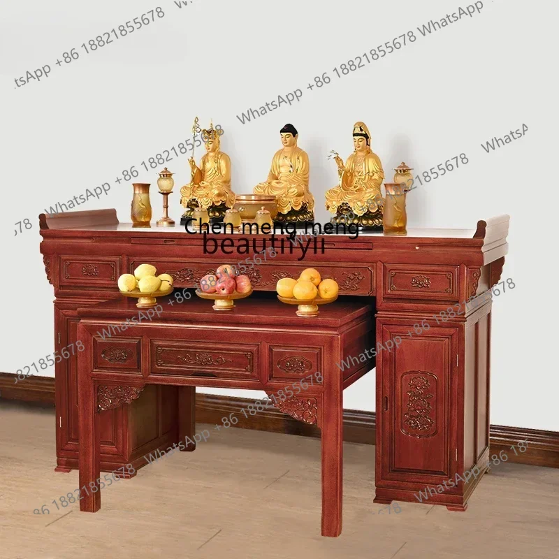 X Altar Buddha Shrine Household Altar Buddha Table Chinese Solid Wood God of Wealth Worship Table