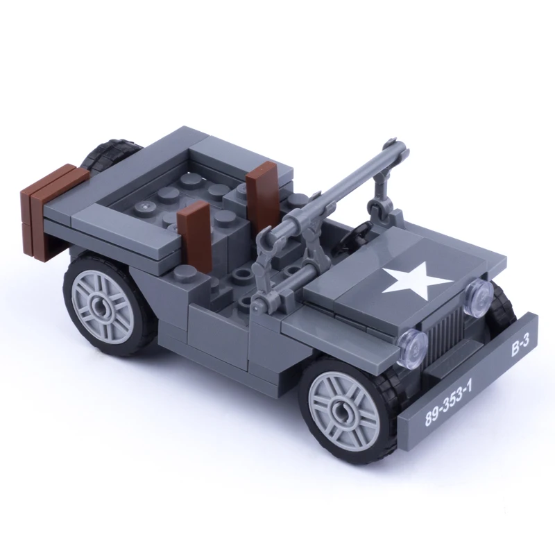 WWII Military Vehicle Building Blocks American German Soldiers Armored Vehicle Truck Character Accessories Mini Brick Toy TQ010