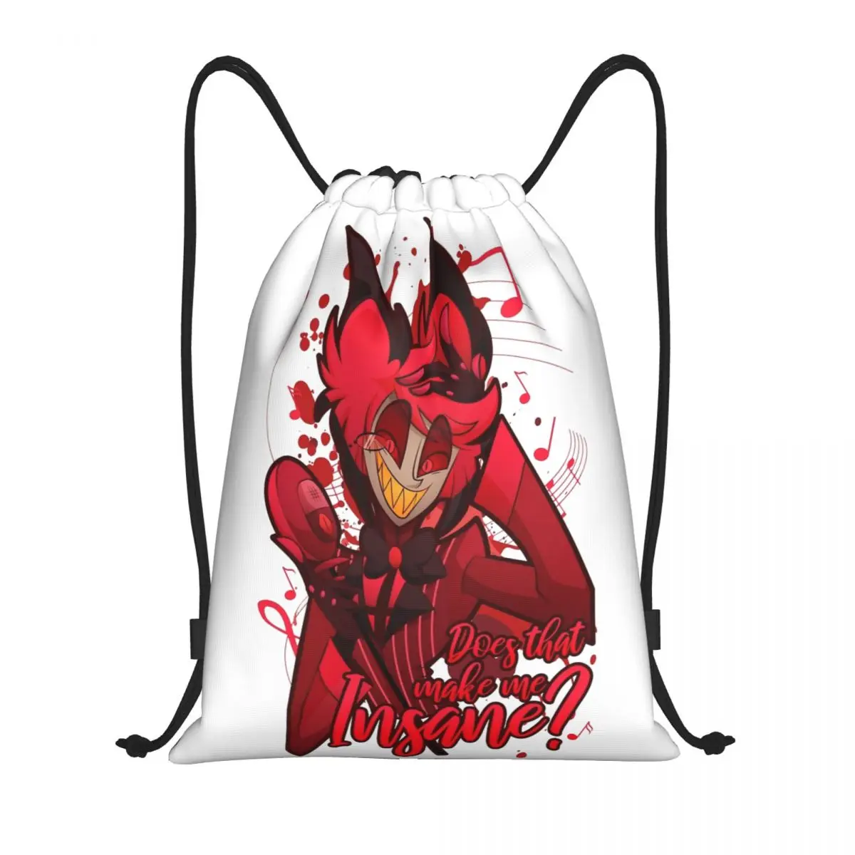 Hazbins Hotels Drawstring Backpack Sports Gym Sackpack Water Resistant Hazbin Hotels String Bag for Yoga