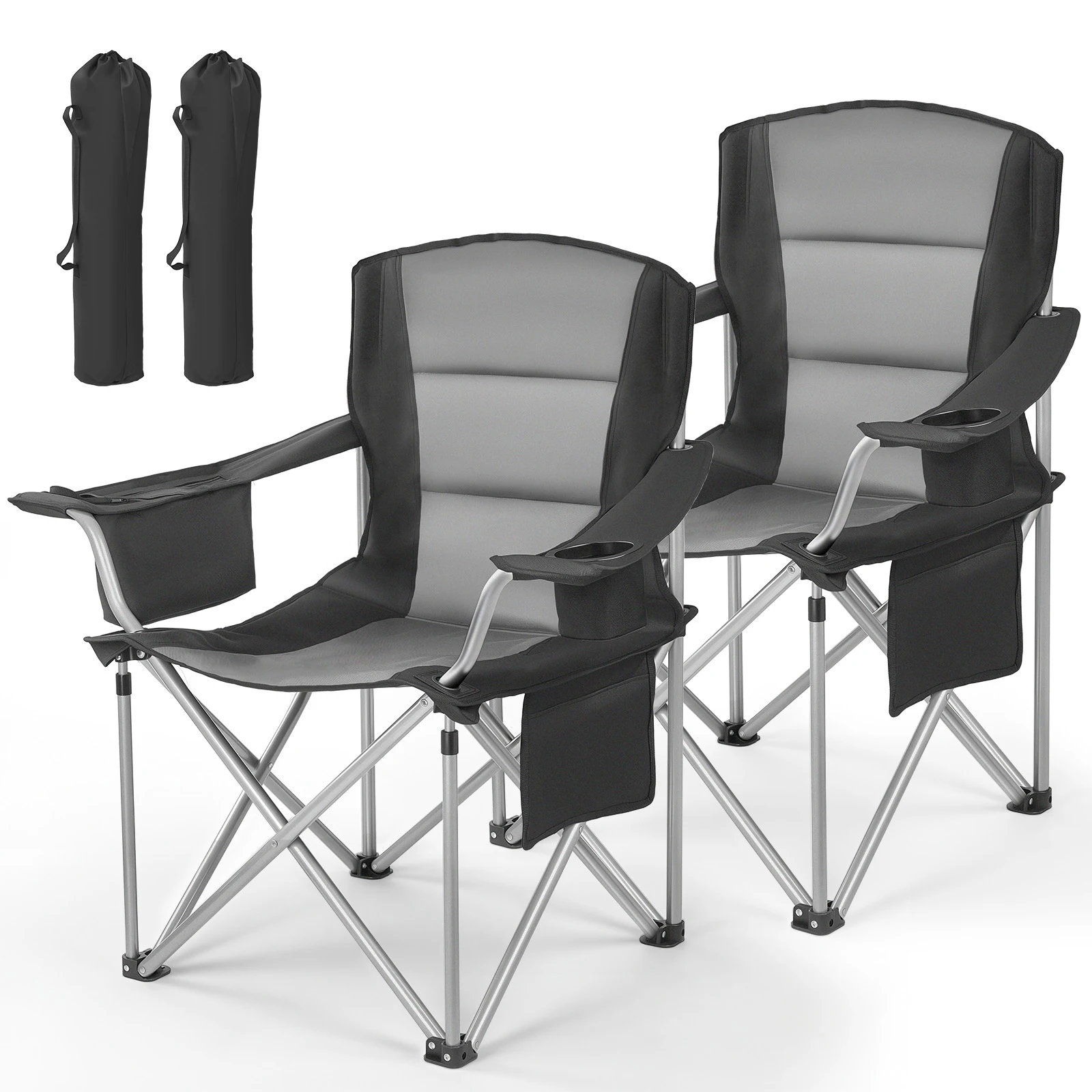 

Складные кемпинговые стулья SucceBuy, 2 шт., усиленные, выдерживают до 450 фунтов, портативные, с мягкими спинками и подлокотниками