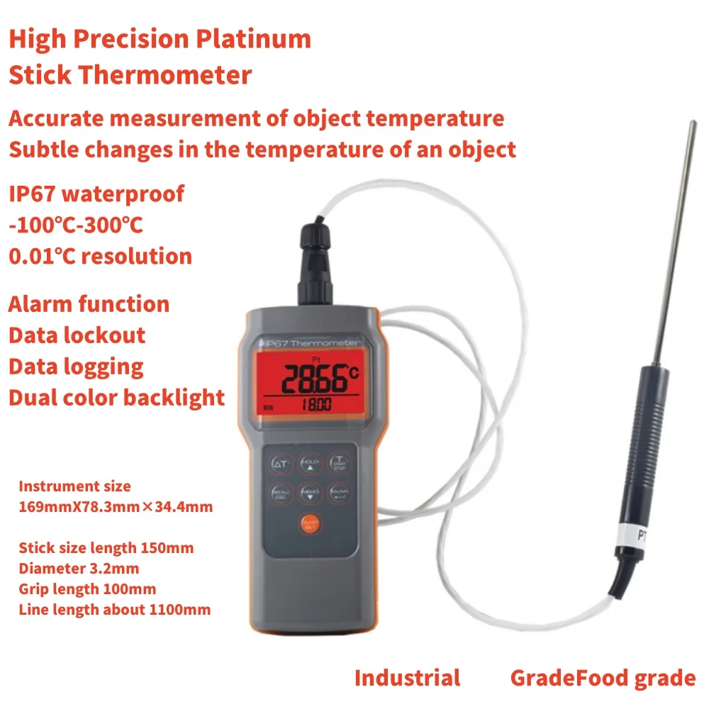 AZ8821 waterproof high-precision platinum thermometer 0.01 ℃ resistance thermometer with PT100 platinum resistance probe sensor