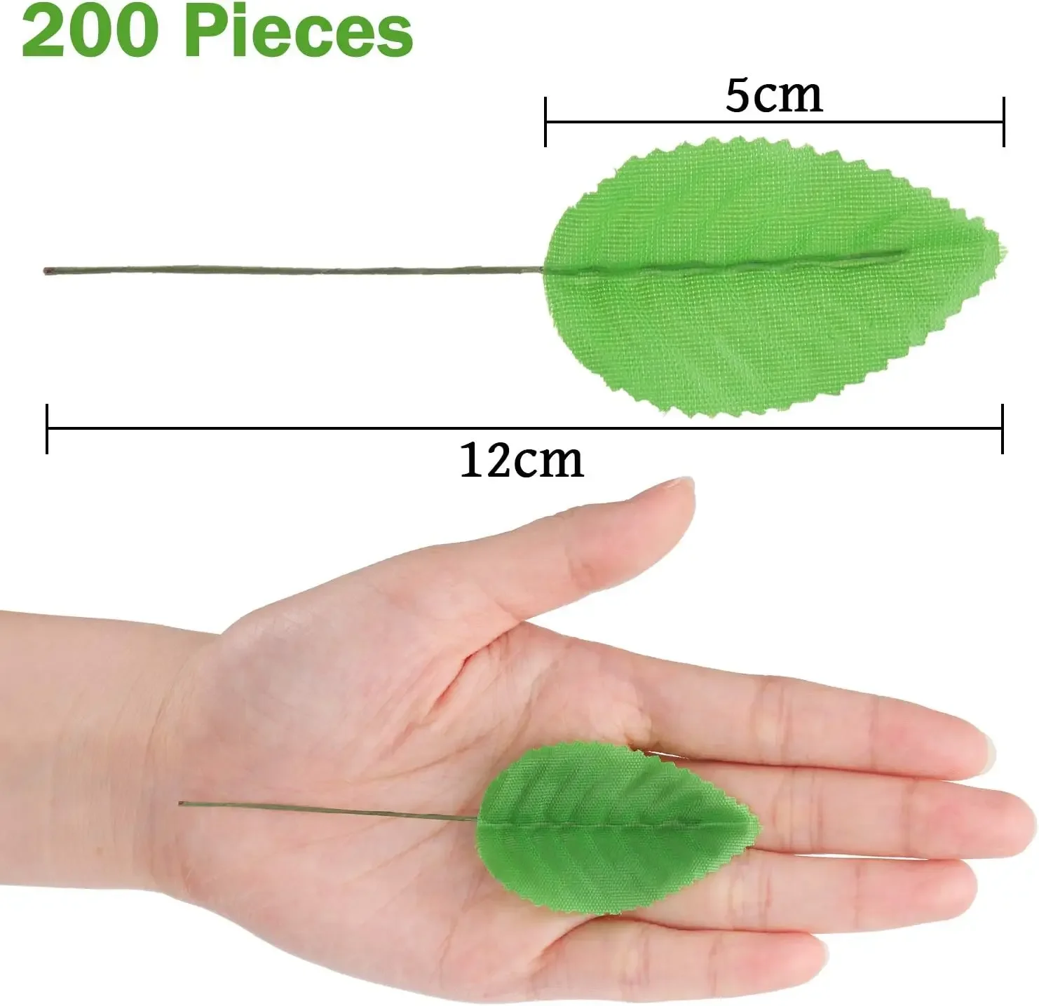 50Pcs Silk Leaf Green Artificial Leaves Bulk Fake Rose Wire Leaves Fabric Leaves For Bouquet Wreath DIY Craft Scrapbooking Decor