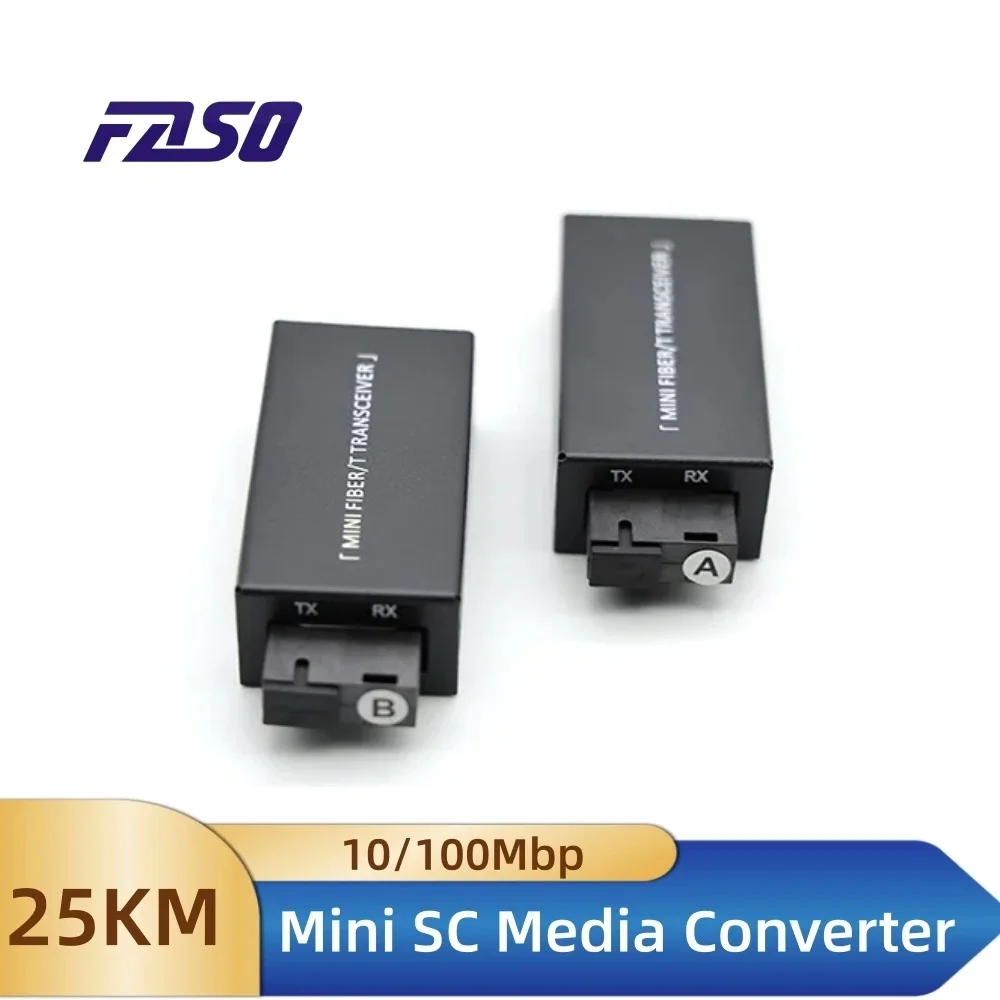 

1 Pair Gigabit 10/100M A/B SC Ethernet Fiber Switch Media Converter Rj45 Optic Transceiver 25KM fibra Switch with Power Supply