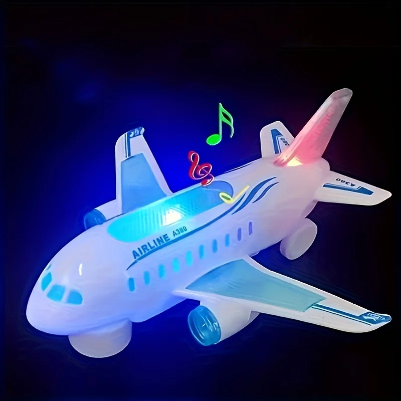 

Aeroplane Toy Electric Airplane Toy with Flashing LED Lights & Sounds Bump and Go Musical Birthday Gift for Kids Boys Girls