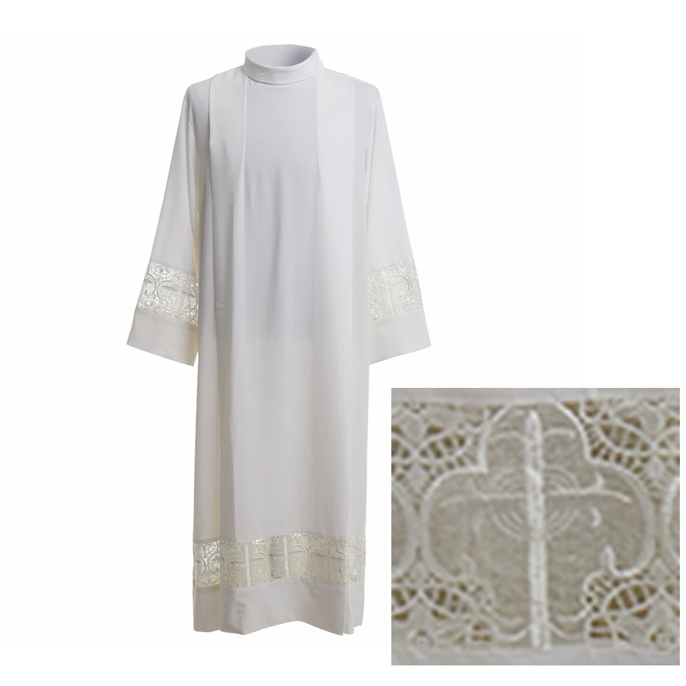 Catholic Church Priest Pastor Robe Seminarian Costume Surplice ALB Cassock Lace Liturgical Alb Cottas Vestment Clerical Clothing