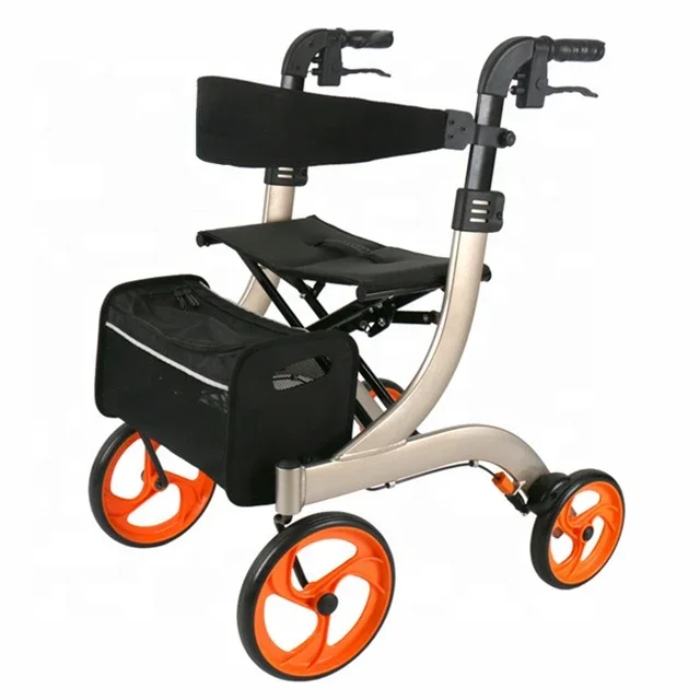 Hot Sale Aluminum Lightweight Foldable 4 Wheel Rollator Walker For Disabled