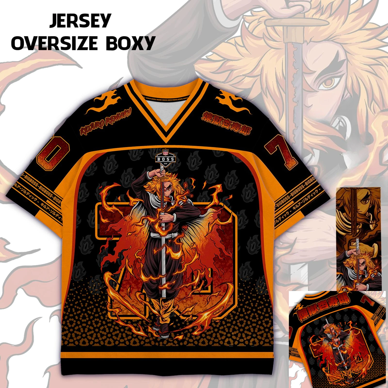 70 جيرسي شيطان القاتل كيوجورو رينجوكو أنيمي سلسلة جيرسي الكورية نمط البيسبول الهوكي المعتاد تي شيرت يوميا للجنسين بلايز المحملة