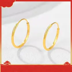 SOMILIA 925 Sterling Silver Hoop Earrings for Women and Man 18๏ผซGolden Plated Real Money Jewelry 1.2mm Fashion Earrings 10-20MM