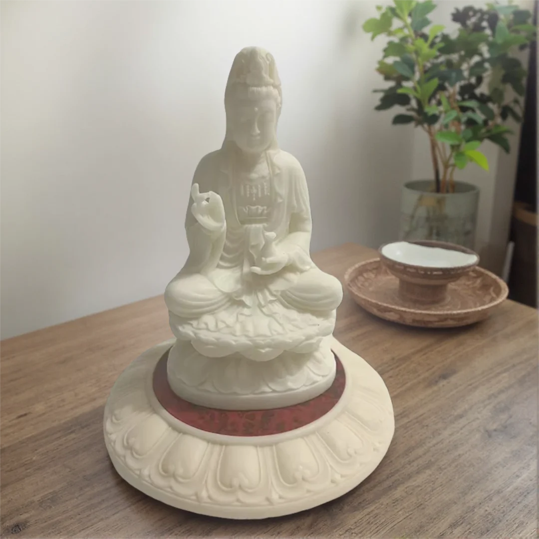 Lotus Guanyin,shakyamuni buddha statue Imitation ivory material  Home Room Office Wealth Luck Feng Shui Decor characterfigurines