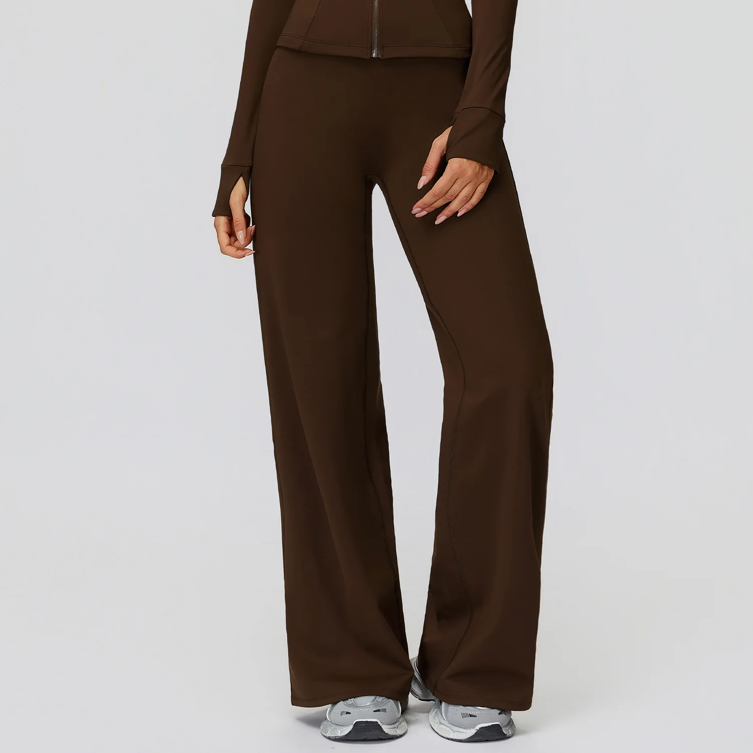 Winter new yoga pants plus velvet warm high waist wide-leg pants outdoor sports running wide-leg pants.