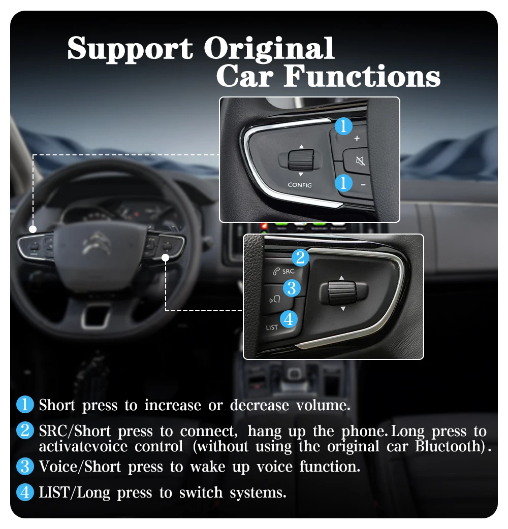 AUTOTOP Drahtlose CarPlay Android Auto Interface für Peugeot Citroen DS SMEG MRN 208 508 3008 5008 C4 C5 C8 DS3 DS4 DS5 Airplay – Detail 8